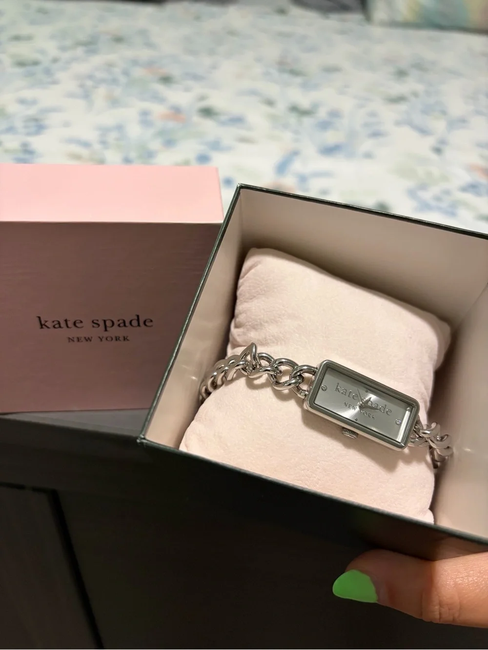 kate spade Silver Rectangular Chain Bracelet Watch